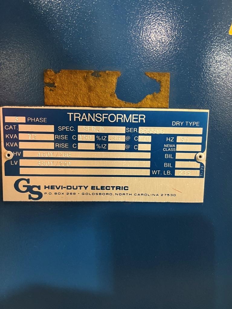 GS Hevi Duty Electric 72 KVA Transformers 23489