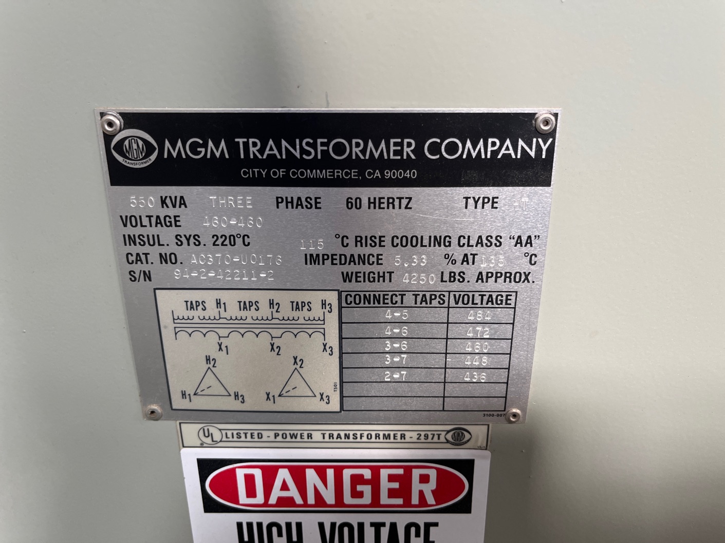 MGM 550 KVA Transformers 90499