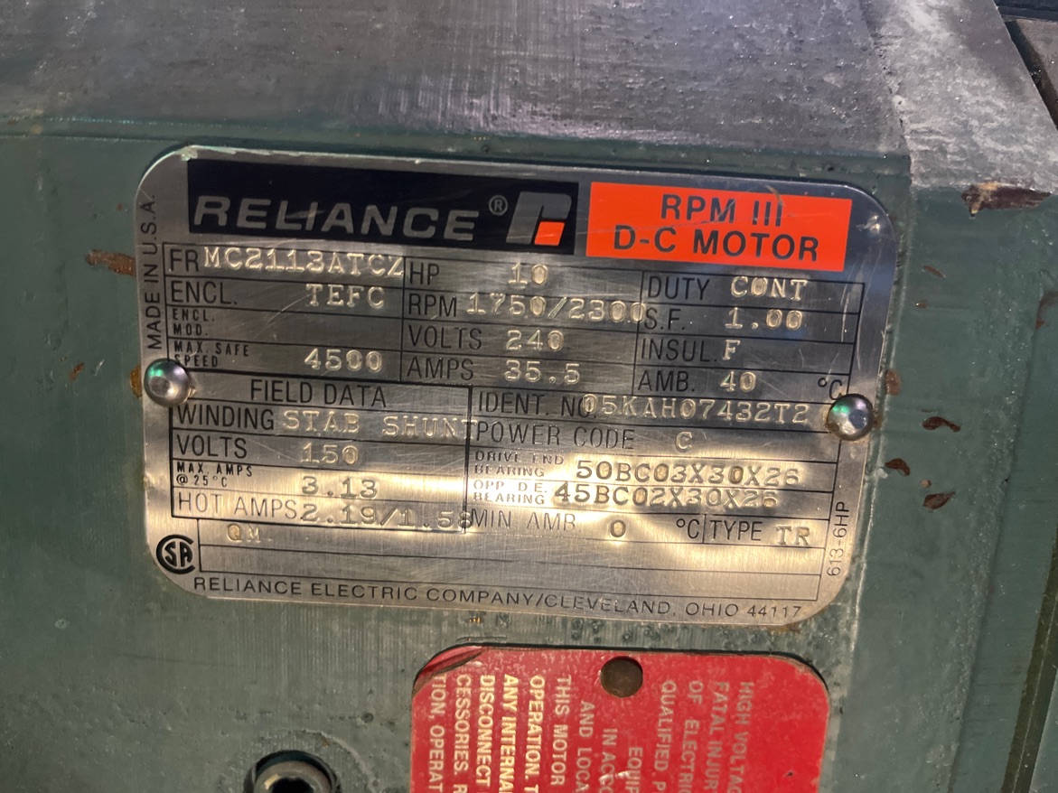 Reliance 10 HP 1750/2300 RPM MC2113ATCZ DC Motors 91141