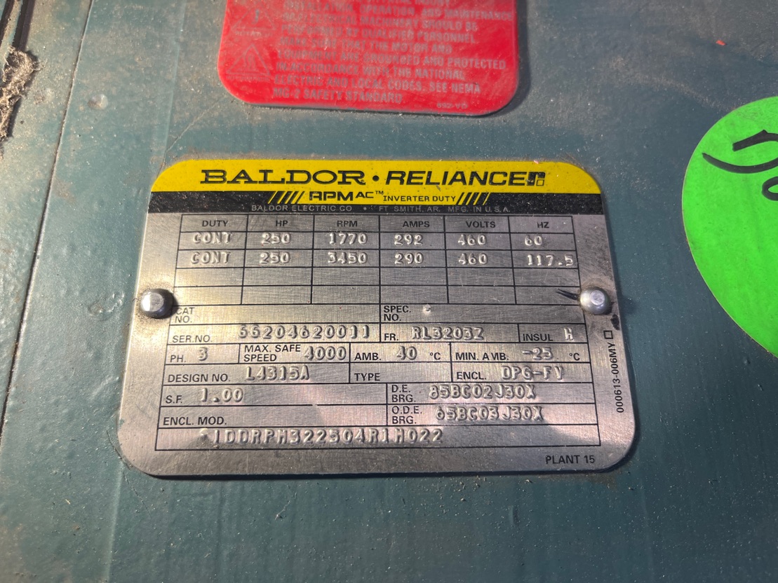 Baldor-Reliance 250 HP 1800 RPM RL3203Z Squirrel Cage Motors 91171