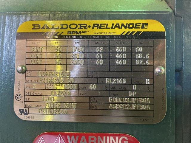 Baldor-Reliance 50 HP 1800 RPM RL2168 Squirrel Cage Motors 91178