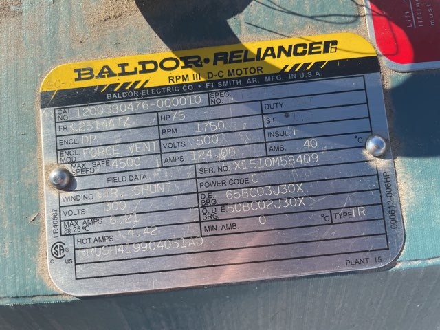 Baldor-Reliance 75 HP 1750 RPM C2514ATZ DC Motors 91308