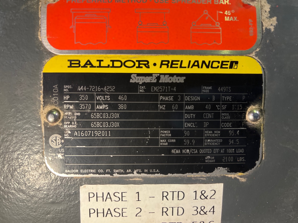 Baldor-Reliance 350 HP 3600 RPM 449TS Squirrel Cage Motors 91471