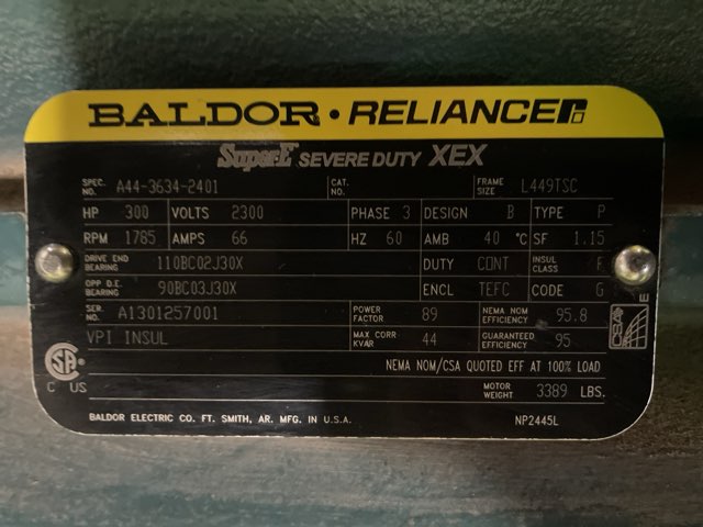 Baldor-Reliance 300 HP 1800 RPM 449TSC Squirrel Cage Motors 91567