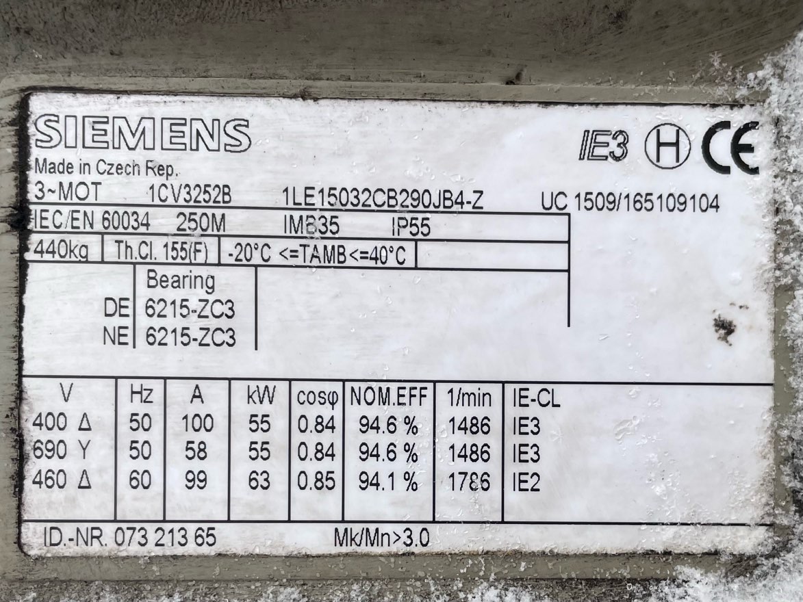 Siemens 75 HP 1800 RPM 250M Squirrel Cage Motors 91616