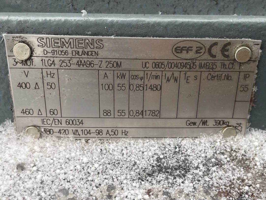 Siemens 73 HP 1800 RPM 250M Squirrel Cage Motors 91627