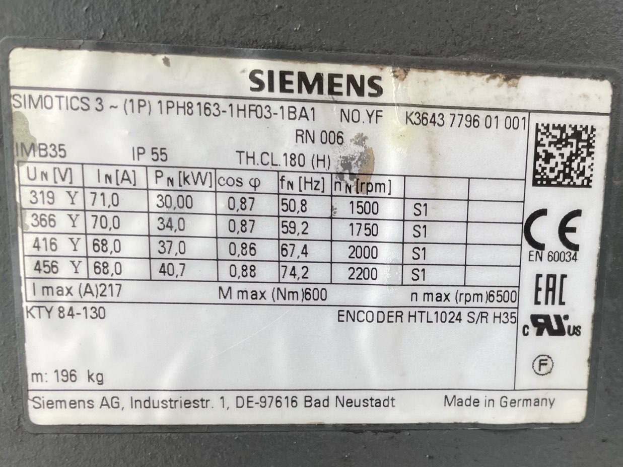 Siemens 45 HP 1800 RPM 160 Squirrel Cage Motors 91635