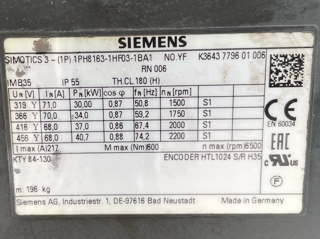 Siemens 45 HP 1800 RPM 160 Squirrel Cage Motors 91637