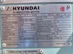 Hyundai 2000 HP 1200 RPM 500 Squirrel Cage Motors 90567