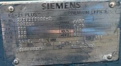 Siemens 100 HP 900 RPM 445T Squirrel Cage Motors 90619